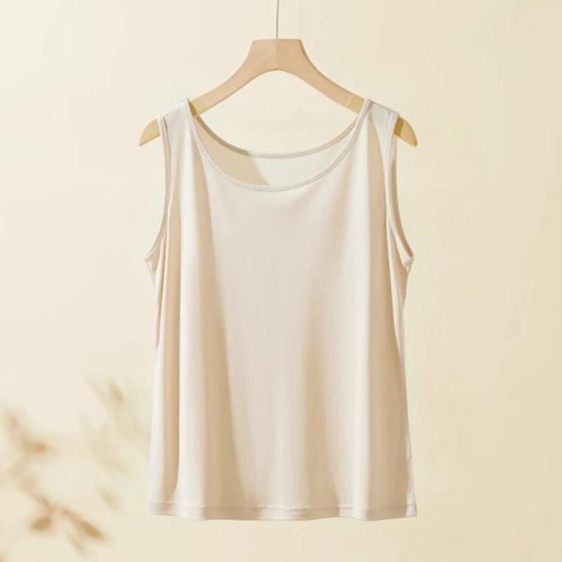 Damski top na ramiączkach ze 100% jedwabiu, wysokiej jakości elastyczny dzianinowy materiał, jednolity kolor, 3 kolory, codzienna odzież basic, moda.