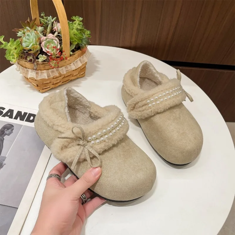 منصة قدم واحدة الانزلاق على نصف السحب المرأة الشتاء المخملية الحرارية أفخم 2025 أحذية قطنية جديدة للارتداء الخارجي #2