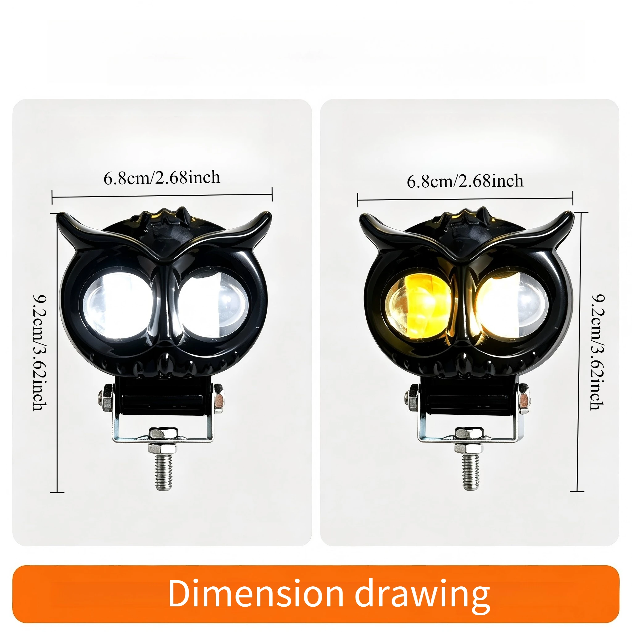 Heyword 1PC Dual Color Motorcycle Headlight Owl Design 4 Modes Auxiliary Spotlights Motorbike Scooter Fog Lamp Running Lights