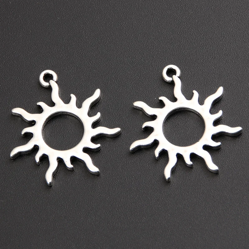 25pcs Silver Color 27x24mm Lovely Hollow Sun Charms Nature Pendant Fit DIY Handmade Jewelry Making Metal Alloy Accessories