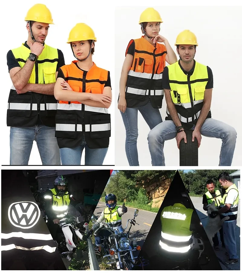 High Visibility Reflective Safety Reflective Vest Personalized Customized Night Cycling Work Clothes For Construction Workers
