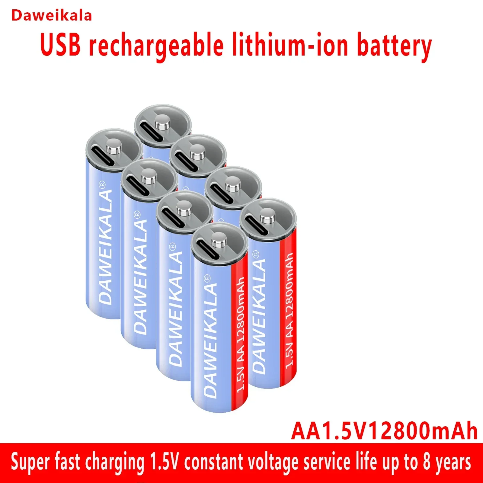 1.5V AA USB Rechargeable Lithium Battery 12800mAh Li-ion Batteries with Charging Cable for Remote Control Toy Mouse Keyboard