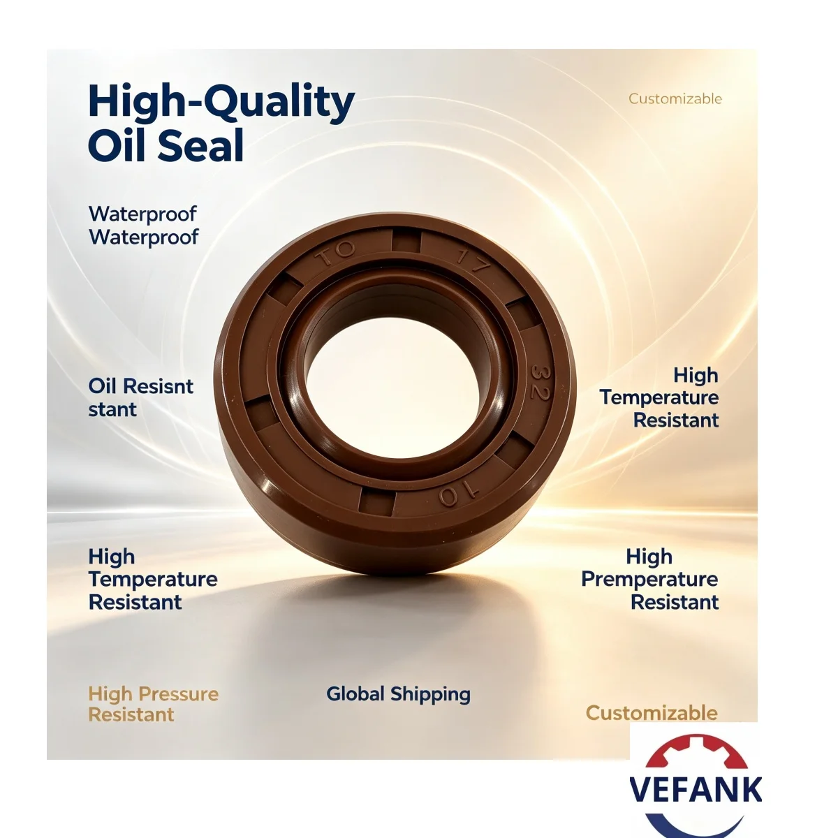 TC 17*32*10 mm，Shaft Oil Seal NBR Brown Rubber Covered Double Lip w/Garter High Quality Auoto parts, Suitable for Auto Sealing