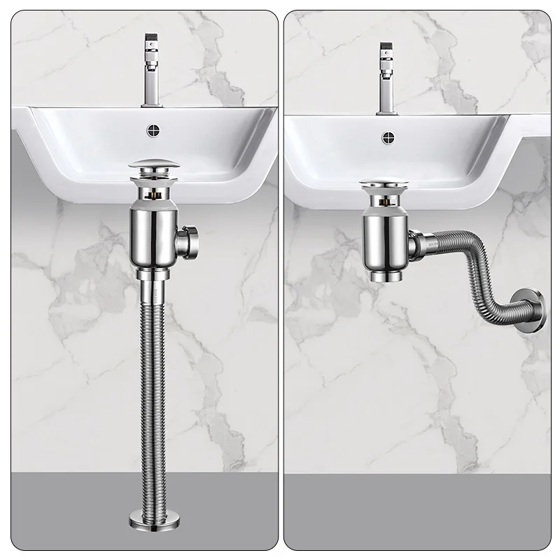 Pop Up Drain-pipe Wash Basin Waste Trap Plumbing Bathroom Sink Bottle Trap Toilet Deodorization Insect Stopper Drain Fittings