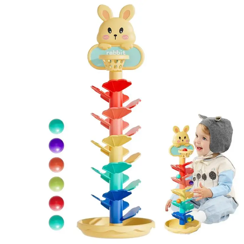 Kids Ball Drop Games Activity Ball Drop Toys Learning Stacking Toy Multi-Layer Preschool Toys Rainbow Educational Games For Kids