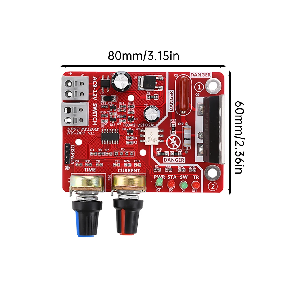 Scheda di controllo della saldatrice a punti 100A/40A Display di controllo del tempo e del corrente Saldatore AC 110V 220V a 9V Scheda controller del trasformatore