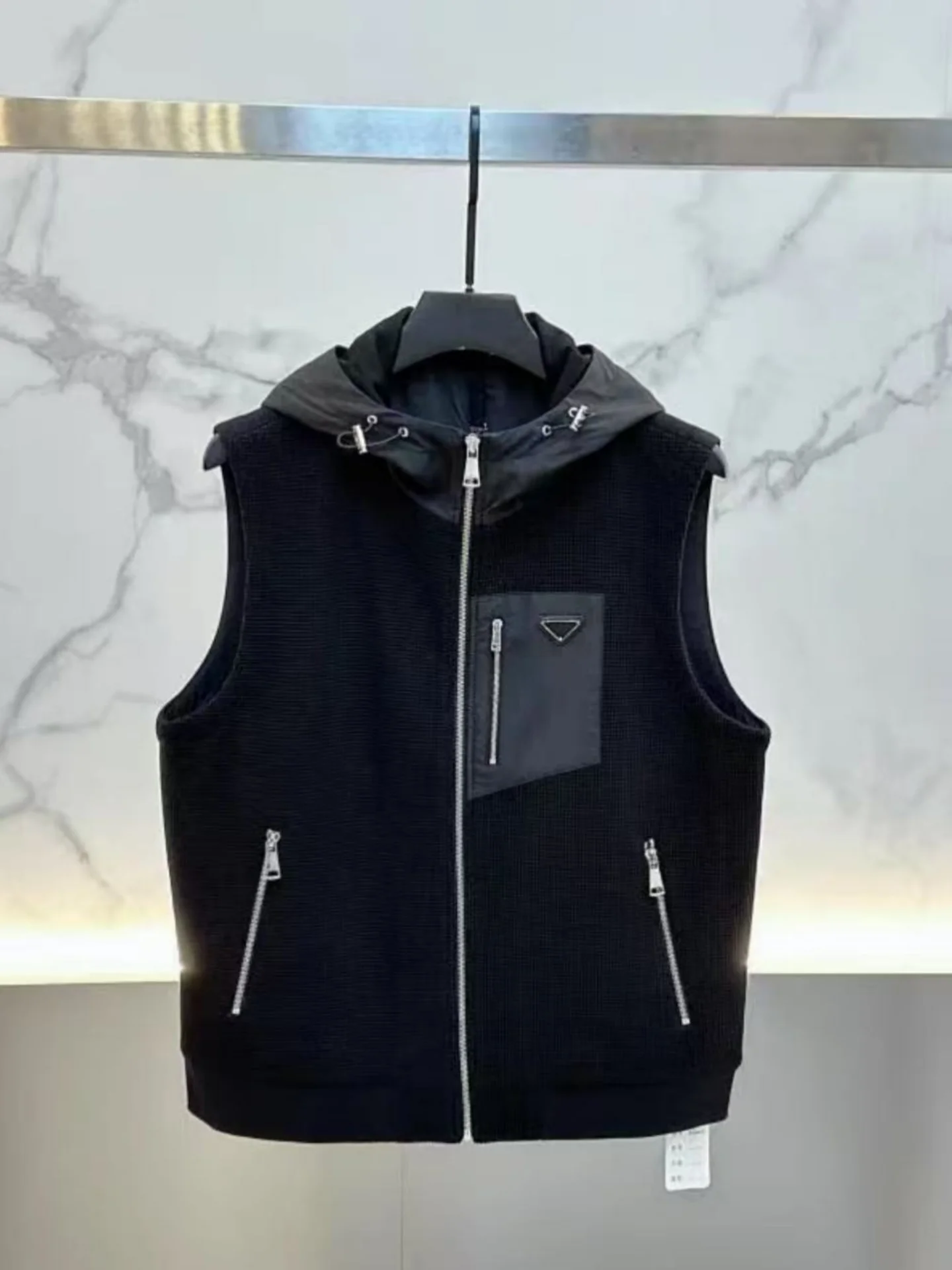 

Faionable Hooded Vest Men's High End Casual Lightweight Svel Top Stand Fit Busin Gentleman Sle Autumn Season