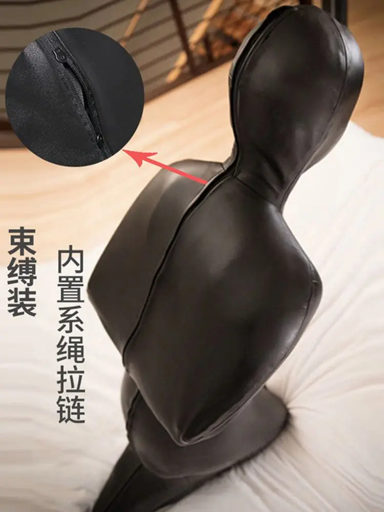 Body élastique en cuir PU pour cosplay, combinaison Unitard, body sexy, combinaison une pièce, auto-bondage, Zentai, batterie complète