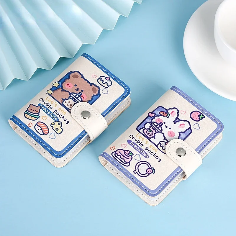 Porte-cartes de visite en PU pour femme, portefeuille pour carte d'identité, carte de crédit et passeport, sac pour étudiant, fonction de dessin animé mignon, Kawaii