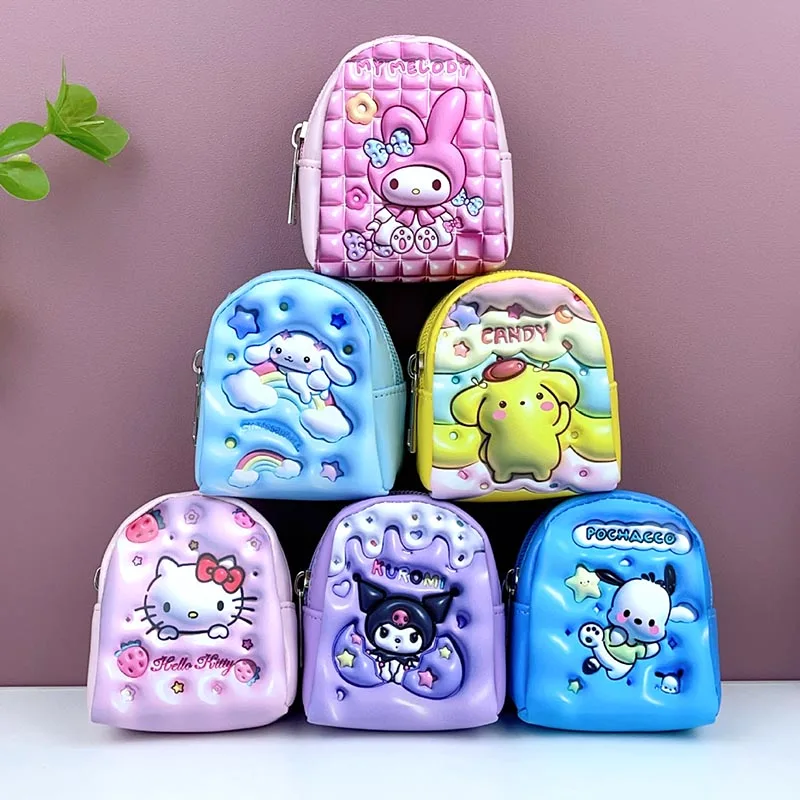 12pcs/lot Sanrio Schoolbag Shape Pencil Case Kitty Pochacco Cinnamoroll Pencil Bag Coin Purse Stationery Gift School Supplies