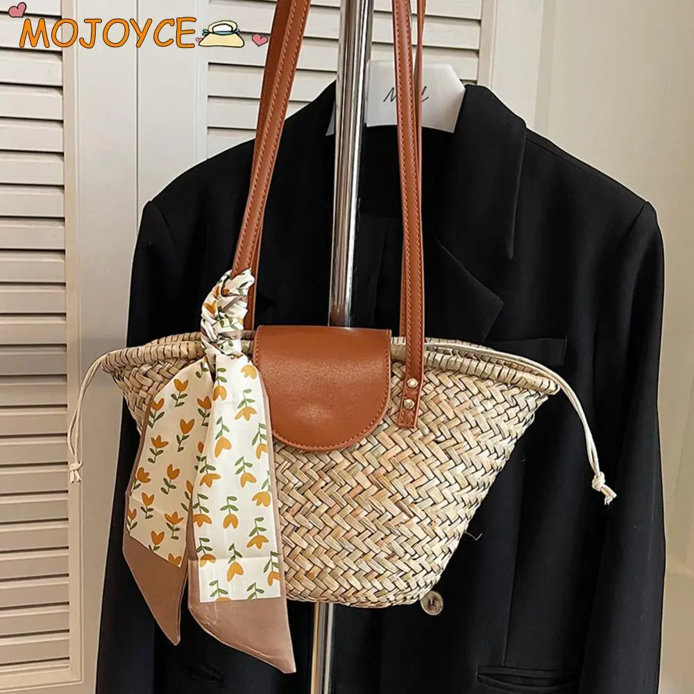 

Women Straw Woven Tote Bag Fashion Woven Handbag Large Capacity Weaving Shoulder Bag Chic Hobo Bag for Outdoor Travel
