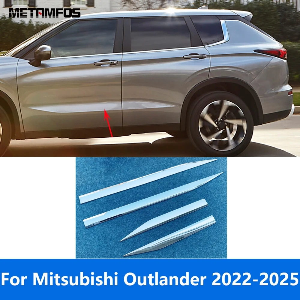 

Внешние аксессуары для Mitsubishi Outlander 2022 2023 2024 2025, хромированная боковая полоса для дверей, наклейка на молдинг на кузовную юбку