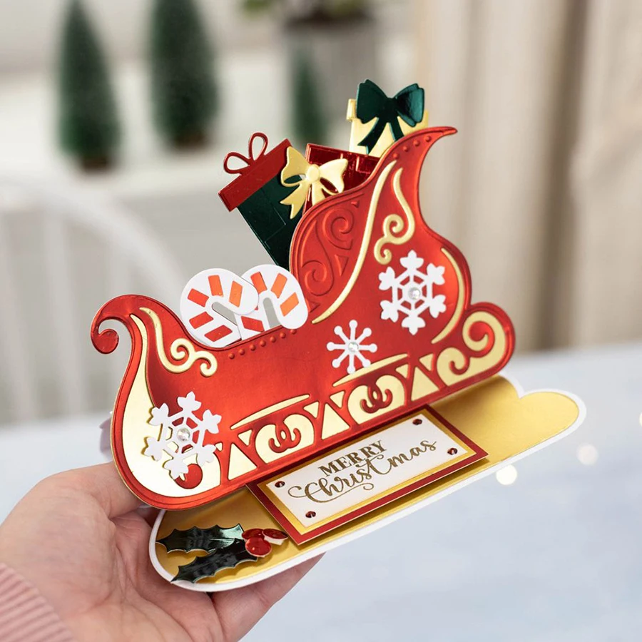 Lucky Goddess Metal Cutting Dies Christmas Sleigh Diy Scrapbooking Photo Album Decorative Embossing Paper Card Crafts