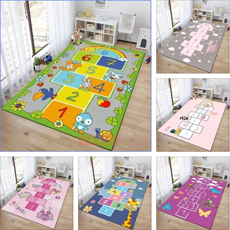 

Коврик-пазл для игры в классики в помещении, детский, для совместных игр родителей и детей, с цифрами, для спальни, прикроватный, для игровой комнаты, декоративный напольный коврик