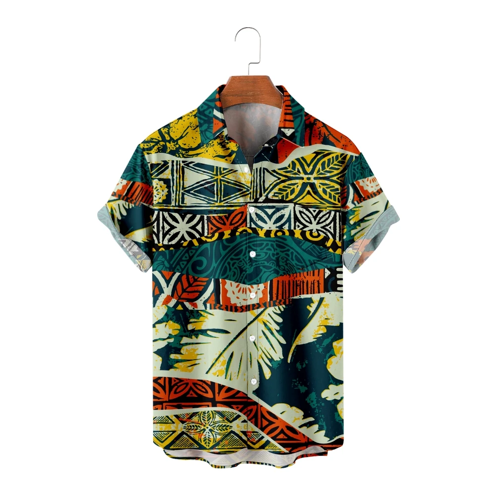 

Hawaiian Shirts for Men Cool Bohemia Print Short Sleeve Shirts Art Painting Summer Tops Breathable