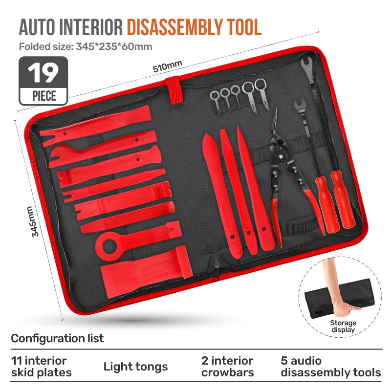 

Hi-Spec 19/24PC Car Interior Removal Tool Car Repair Disassembly Tool Kit Mechanical Tools Set Screwdriver Bits Hand Tool Sets