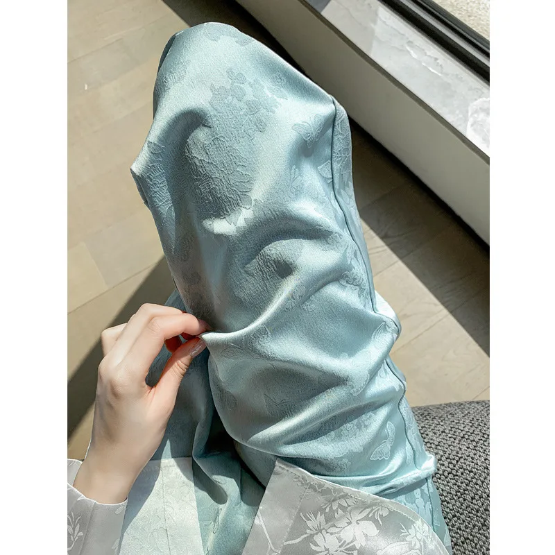 Neue chinesische Stil National Style Hosen für Frauen Frühling und Sommer Minze Mambo Jacquard Satin Freizeit hose grün weites Bein Hosen