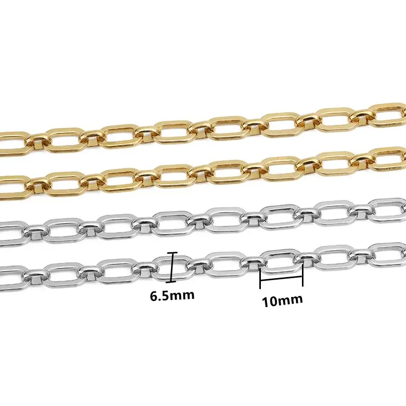 Lien carré en acier inoxydable sans décoloration, collier à faire soi-même, bracelets, bijoux, fournitures exécutives, largeur 6.5mm, 1 mètre