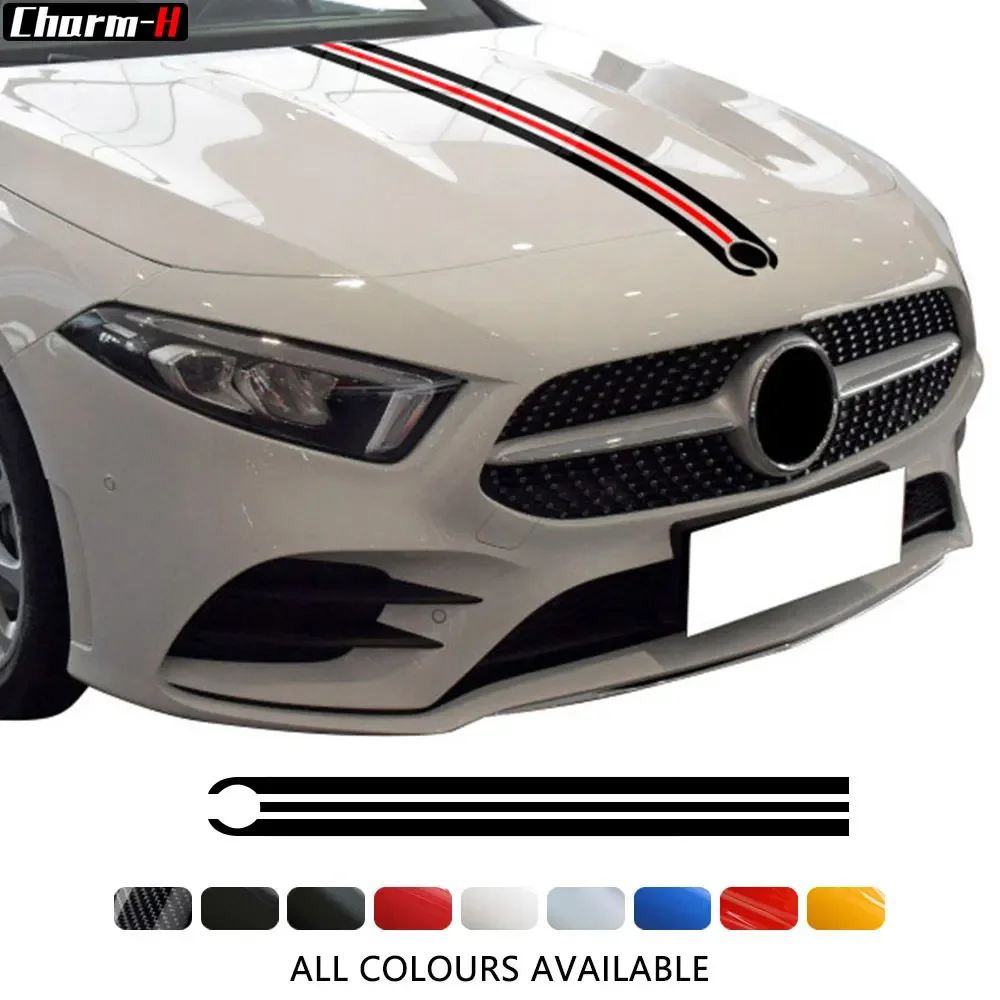 

Bonnet Stripes Hood Decal Engine Cover Stickers for Mercedes Benz A C GLA GLC CLA 45 AMG W176 C117 W204 W205 W203 C63 W212 W211