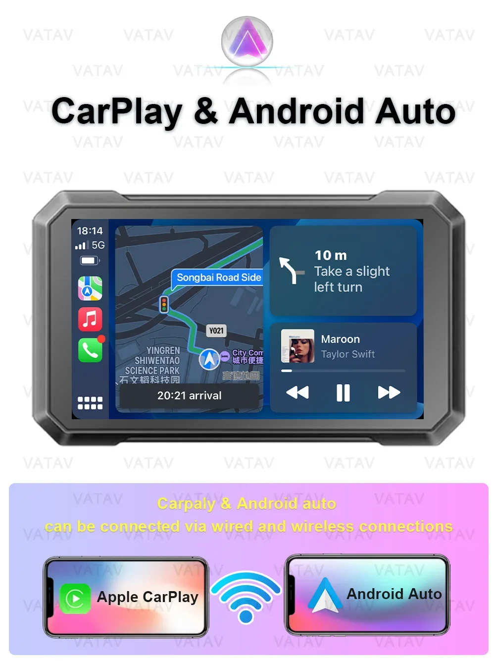 C7 Pro 7 Inch Motorcycle Special Navigator Support CarPlay Android Auto Touch Outdoor Ipx7 Waterproof Sunsceen External Portable