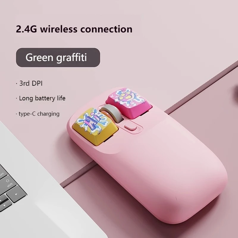 Graffiti Wireless Mousetype-C Interface Three Level Dpi Adjustable Four Key Suitable Tablet Desktop Computer Office Home Use Mou