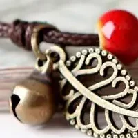 Ethnic Women Anklet Vintage Bronze Leaf and Bell Colorful Ceramic Beads Boho Barefoot Sandal Jewelry