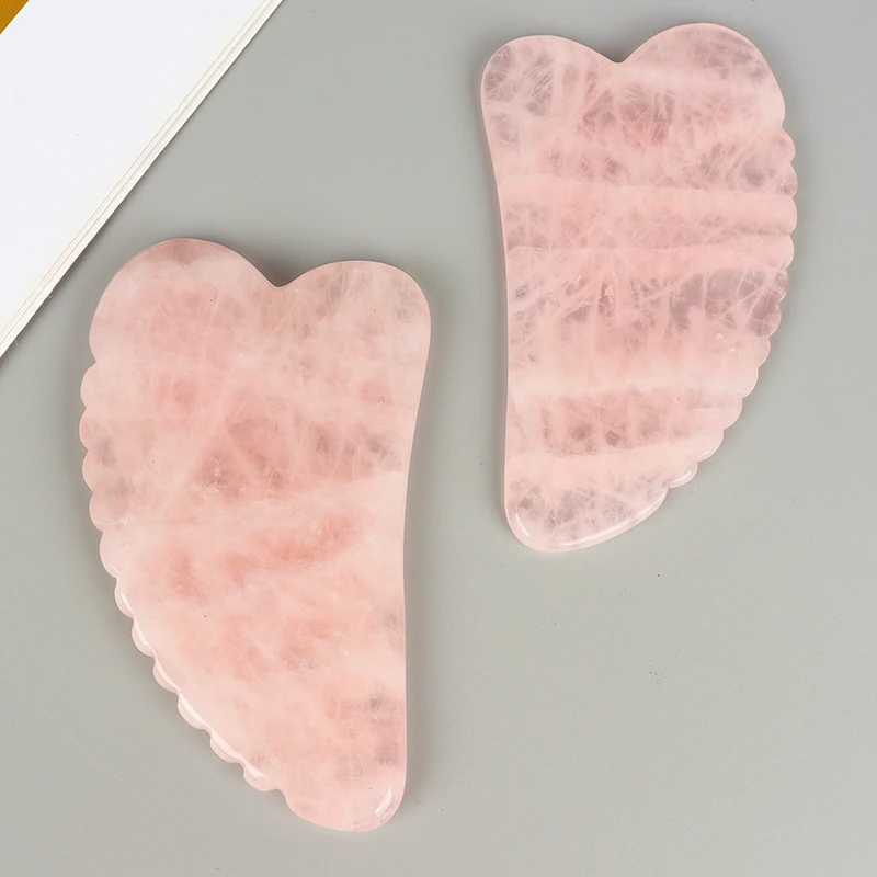 Natural Rose Quartz Sawtooth Gua Sha Board Crystal Mineral Beauty Products GuaSha Massage Skin Care Acupoint Pointing Tool