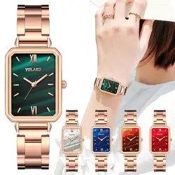 Women Rectangle Dial Stainless Steel Watch Top Luxury Brand Ladies Fashion Dress Watch Female Casual Quartz Wristwatch Relogio