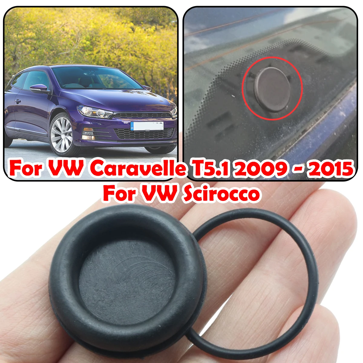 

For VW Scirocco Caravelle T5.2009 - 15 Rear Windshield Wiper Arm Rocker Delete Bung O Ring Rubber Grommet Plug Cap Accessories