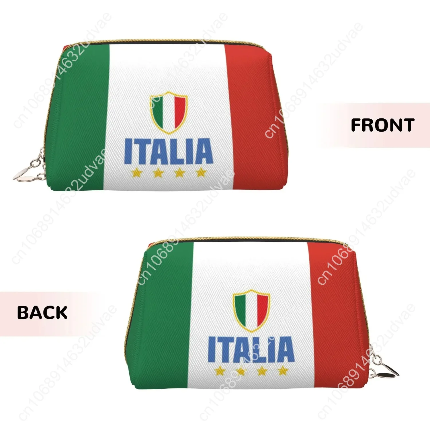 Italiaanse Vlag Patroon Make-up Tas Lederen Reizen Cosmetische Tas Vrouwen Grote Capaciteit Waterdichte Toilettas Make-up Organizer Gift