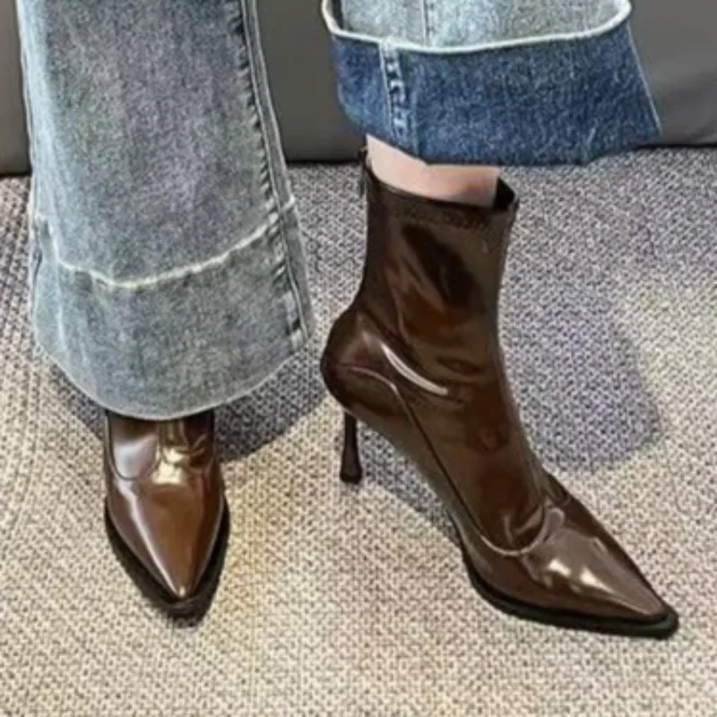 

Pointed Toe Ankle Boots High Heels Sexy Fashion Shoes Winter 2025 New Chelsea Short Boots Designer Party Pumps Zapatillas Mujer