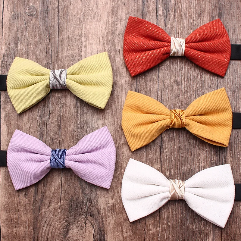 Polyester cotton collar   men's  women's casual fashion shirt plaid skirt accessories solid color bow tie