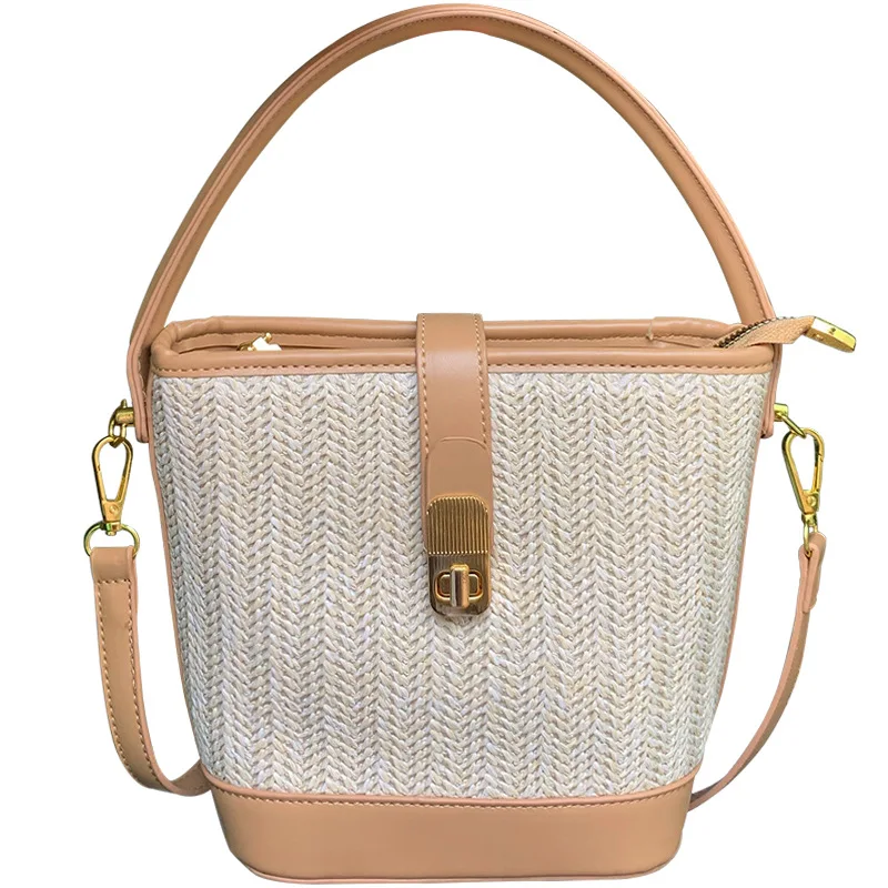 Trsyphxm 2024 novo coreano casual tecido grama saco para as mulheres 2024 novo estilo de férias moda bolsa crossbody saco balde