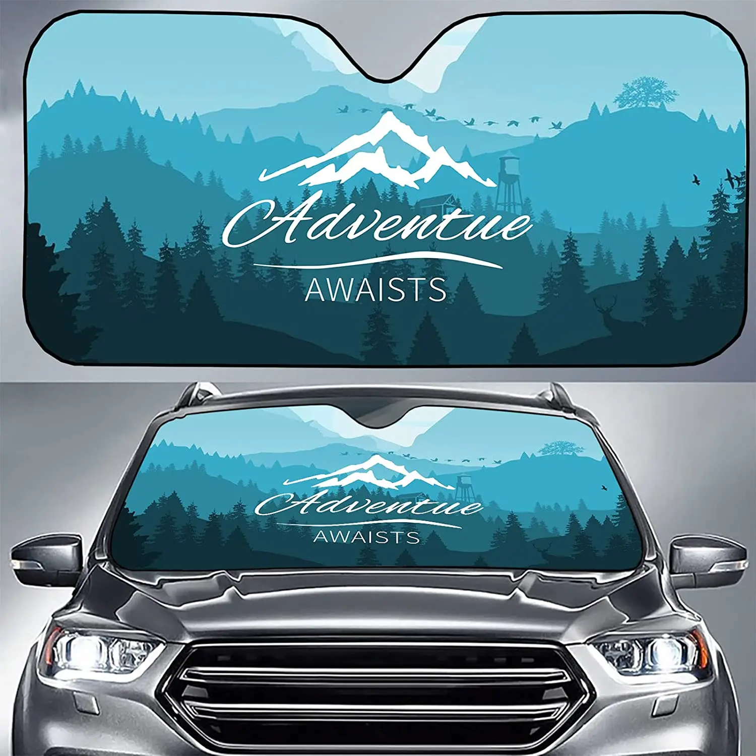 Custom Windshield Sun Shade Personalized Customized Text/Image Automotive Sunshade for Car Windshield Customize Foldable 30X55