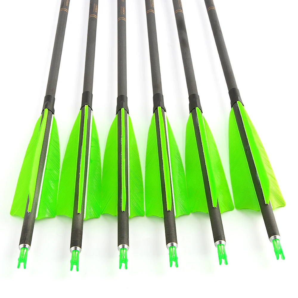 6/12pcs 35inch Spine 400 Archery Carbon Arrows ID 6.2mm Shaft S Pin Nock Recurve Compound Bow Shooting Hunting Carbon Arrows