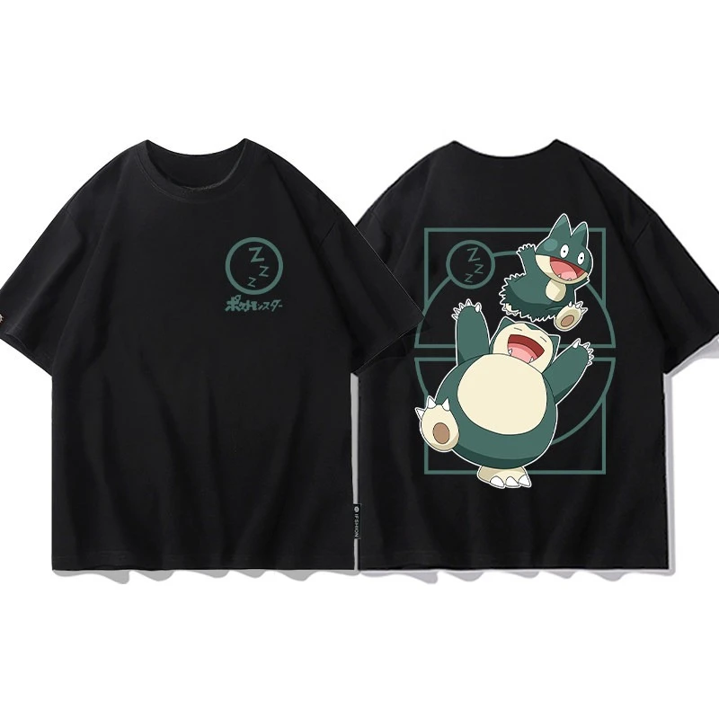 Bandai Summer Japanese-style Anime Pokémon Pikachu Charizard Printed Loose Short-sleeved Cotton T-shirt Tide Pure Cotton Unisex