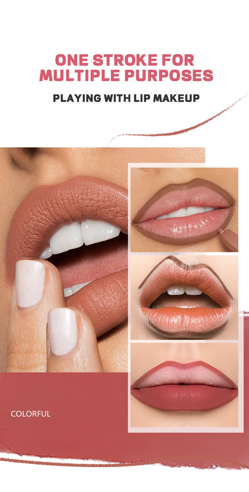 Lápiz labial Nude resistente al agua y antiadherente, delineador de labios de contorno Natural, larga duración, Cosméticos antiadherentes, maquillaje