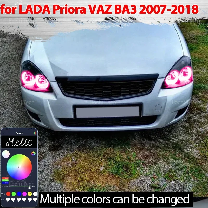 

RGB App control LED Angel Eyes Ring Lamp DTM Running Light DRL for LADA Priora VAZ ВАЗ Sedan Hatchback 2007-2018