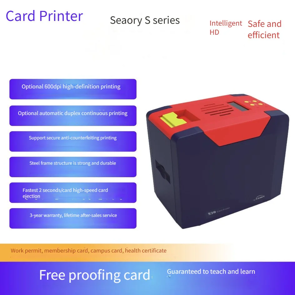 ID PVC Card Printer Machine Manual Single Sided Direct Printing for Employee Student Access Control Badge Access IC ID NFC CR80