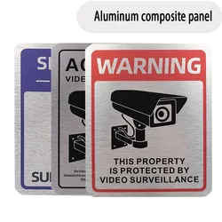 Aluminum plate monitoring prompt sign 24-hour English warning sign private territory courtyard monitoring area sign