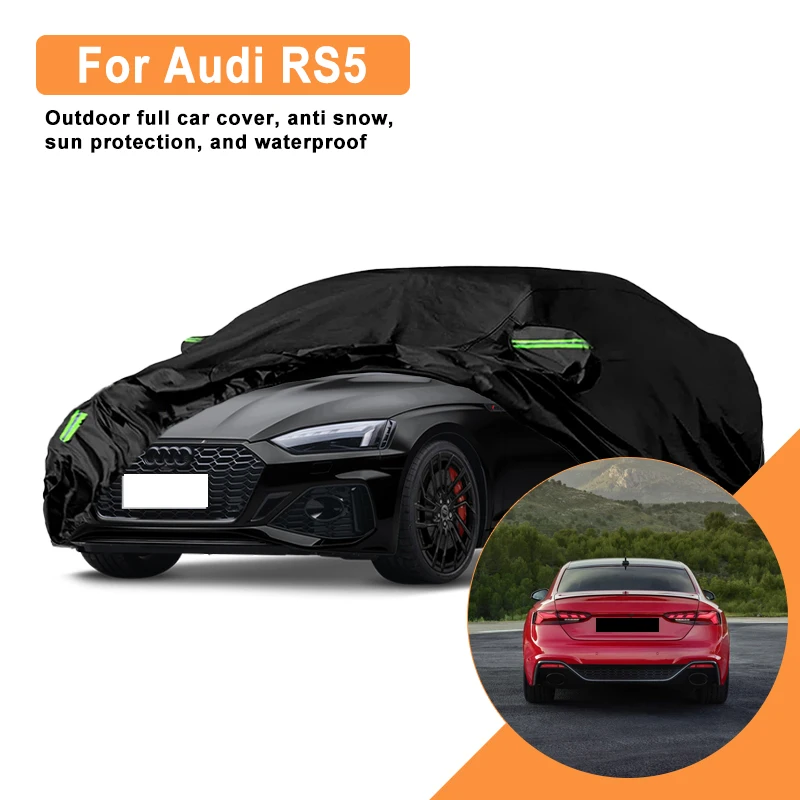 Full Car Cover For Audi RS5 All Weather Outdoor Snow Sun UV Dustproof with Reflective Strips Wind Straps