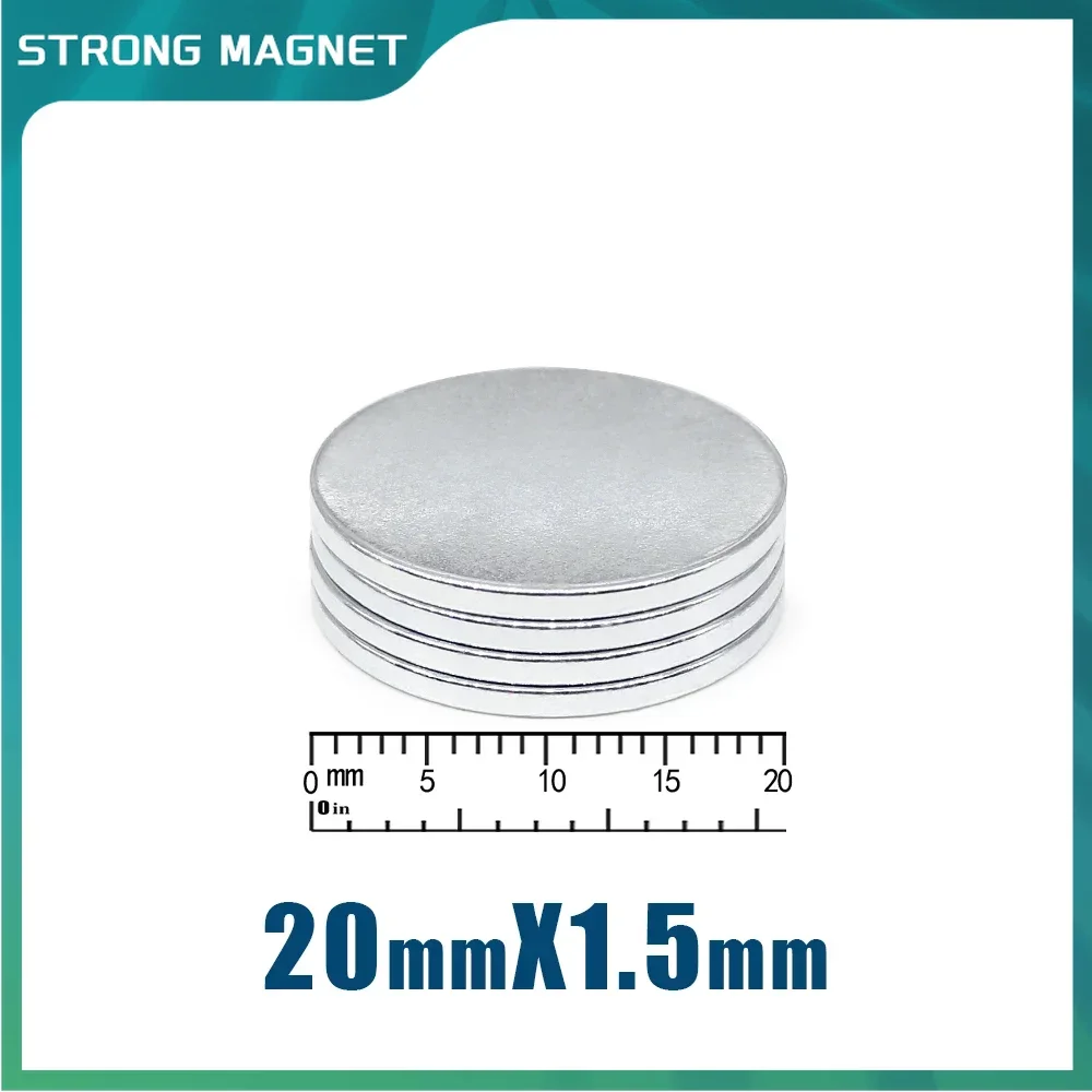 10/20/50/100Pcs 20x1.5mm Thin Neodymium Strong Magnets Permanent Round Magnet Powerful Magnetic Disc Magnet