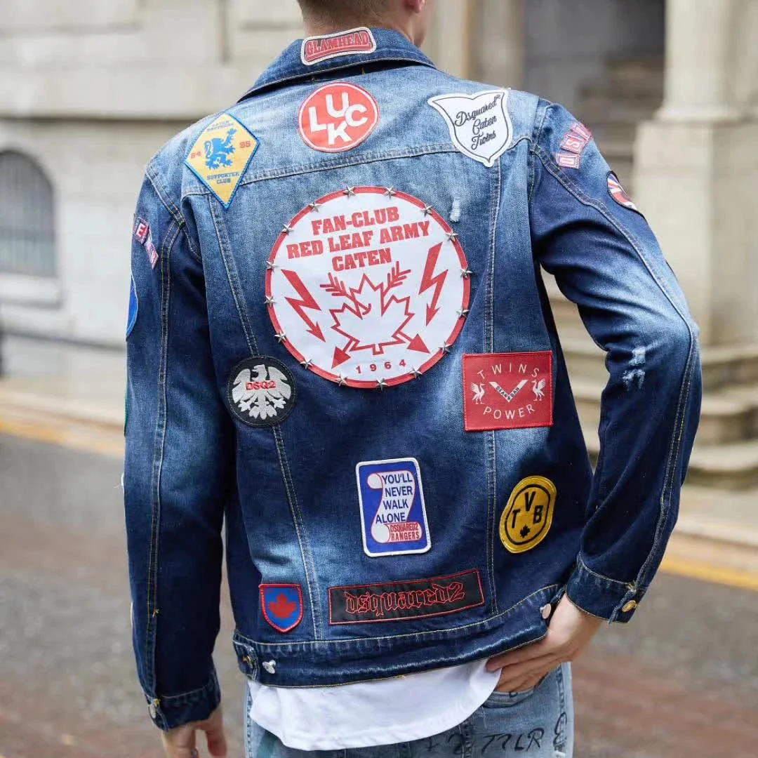 Outwear Slim Fit Male Masculina 2020 New Autumn Fashion Print Denim Jacket Men Coat Jaqueta Motoqueiro