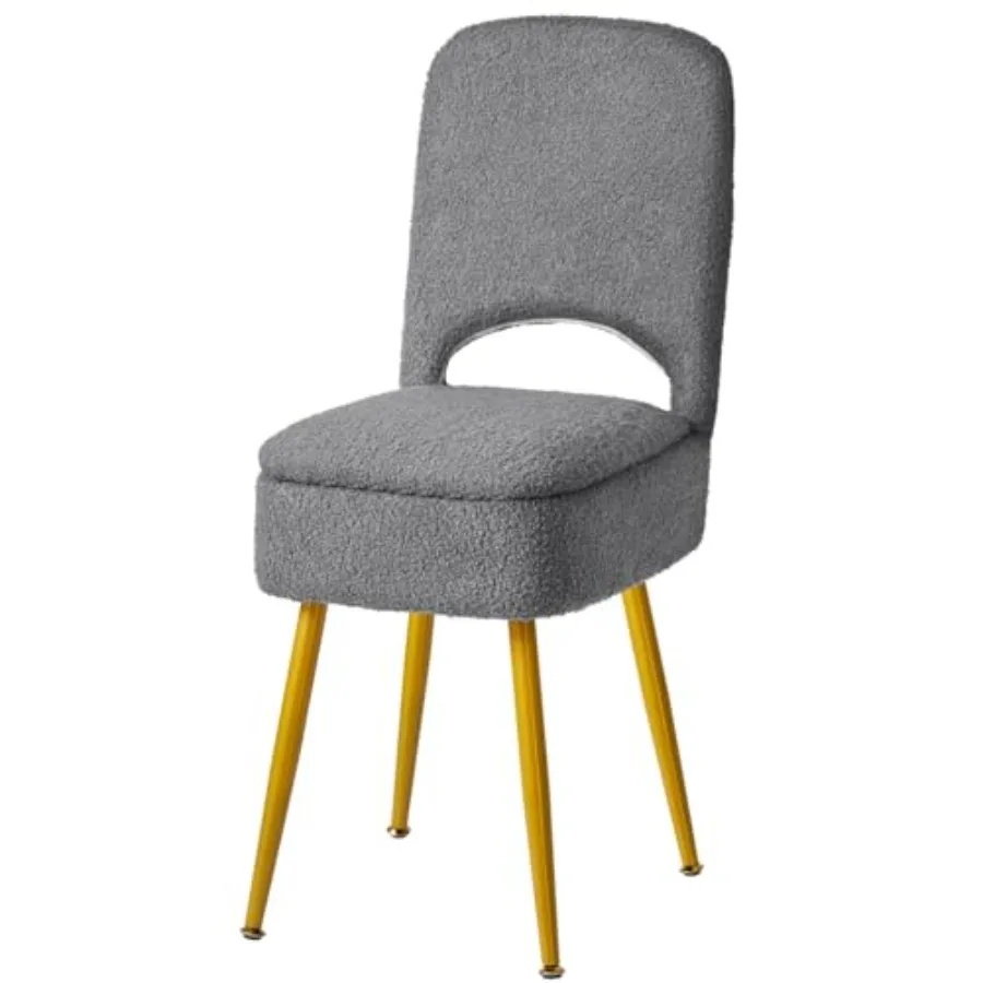 

Small Storage Vanity Stool with Folding Backrest 12.99" x 13.78" x 31.5" Teddy Velvet Ottoman Makeup Chair for Living Room 4 Me