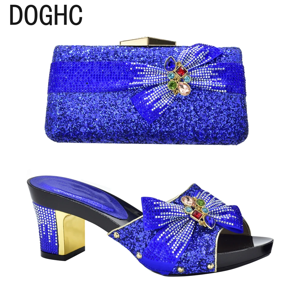 

Italian Ladies Shoes and Bags To Match Set Decorated with Rhinestone Shoes and Bag Set African Sets Elegant Crystal Shoes