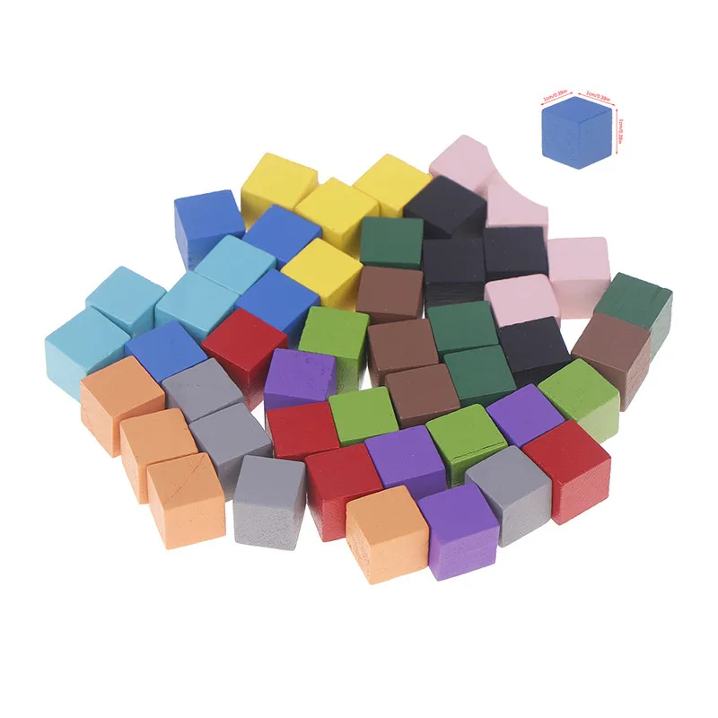 100Pieces/lots 12Colors 10MM Colorful Wood Cubes Dice Chess Pieces Right Angle For Token Puzzle Board Games Early Education