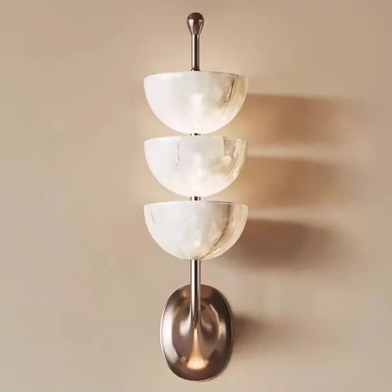 Nordic Retro wall sconce decorative design mid-century style bedside lamp resin staircase hotel model room lighting chandelier