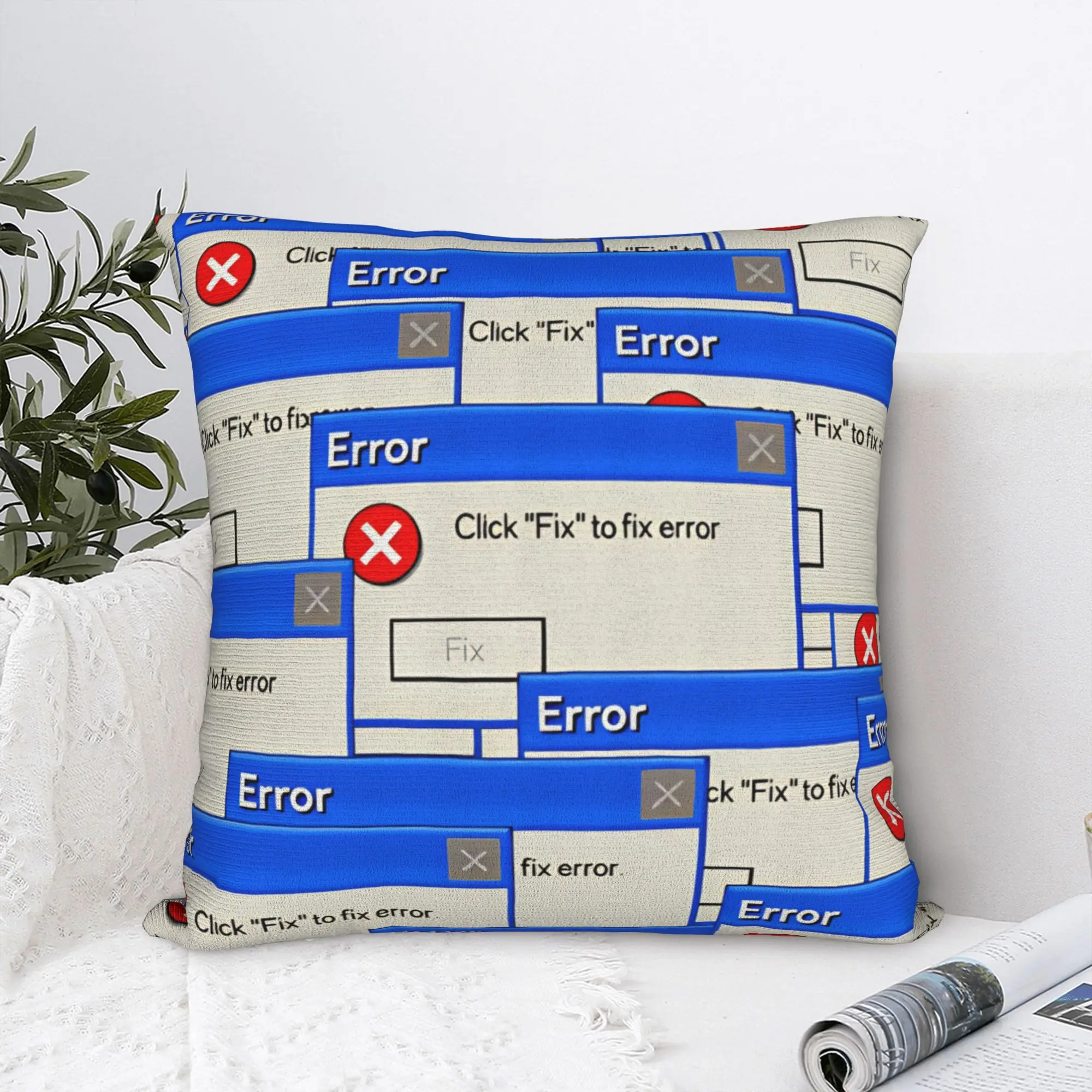 Pillow Case Funny Blue Screen of Death Square  Pillow Cover For Wedding Party Home Decor Retro Trendy Pillowcases