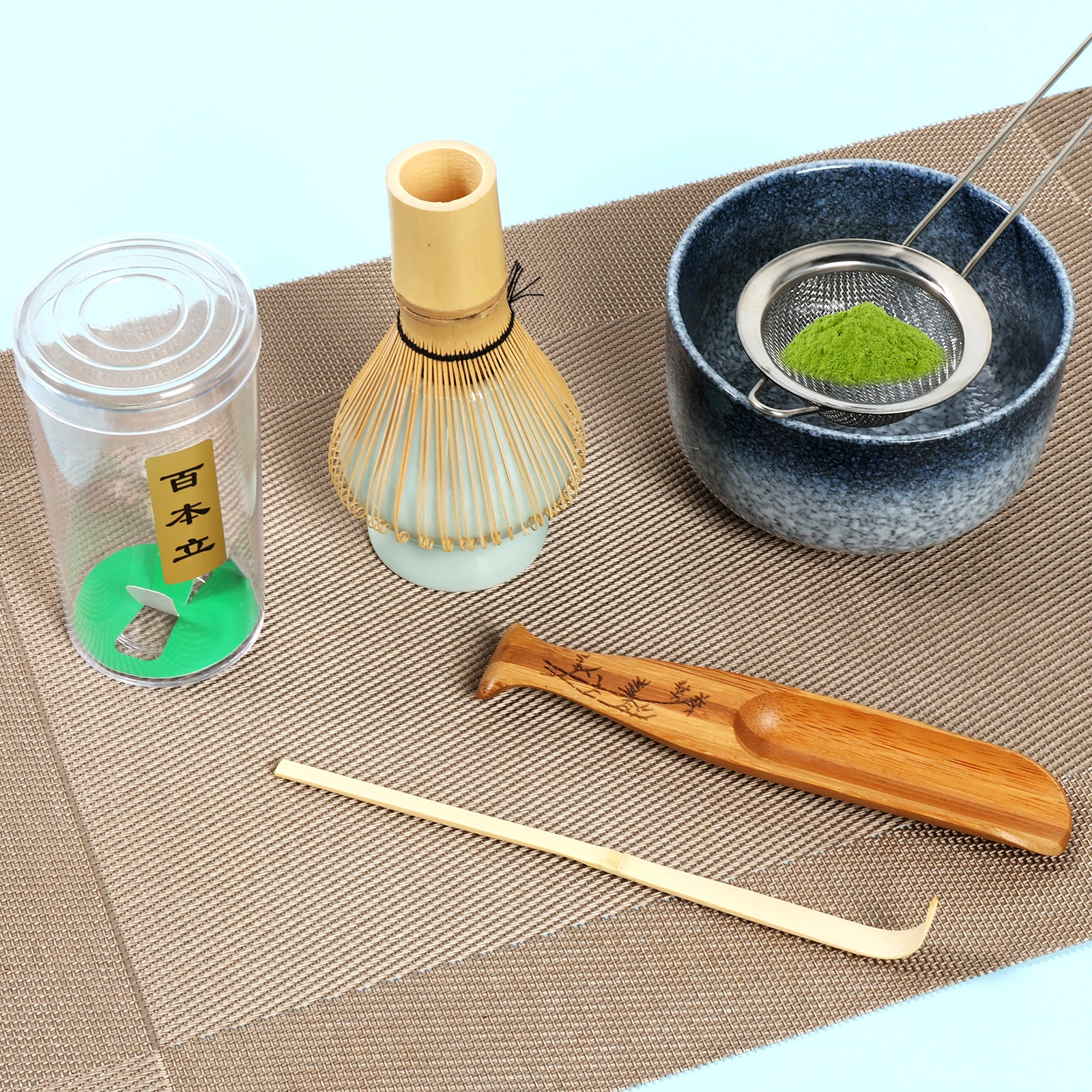 7Pcs Matcha Whisk Set Complete Matcha Making Set with Ceramic Bowl Matcha Whisk Ceramic Whisk Holder Tea Scoop Tea Strainer image 2