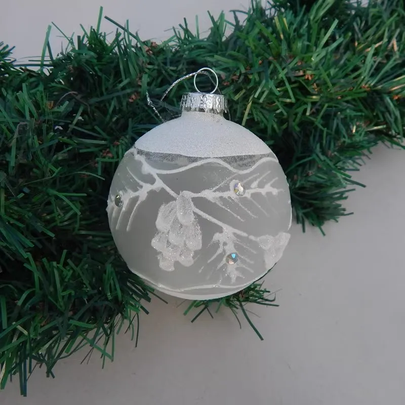 

12pcs/pack Diameter=8cm Frosty Series Hand Painting Glass Ball Home Decoration Christmas Day Tree Pendant Hanging Ornament